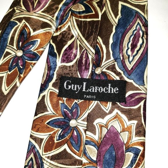 Guy Laroche Silk Necktie Maid in Paris 56" - Picture 3 of 5